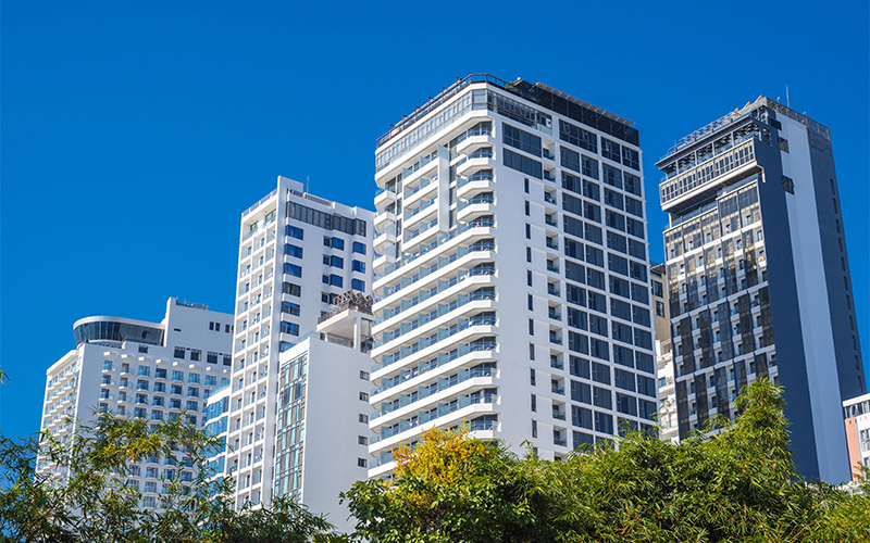 Real estate buildings for property valuation.