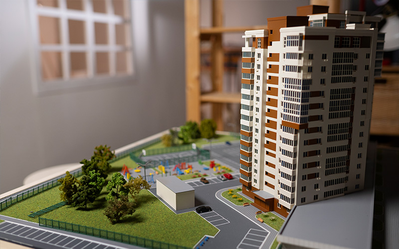 Scale model of a property development project.