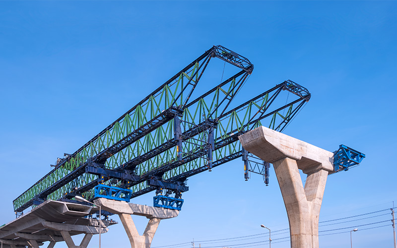 Construction of a new elevated structure in city.